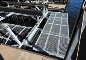 LOTO Lift custom hot-dip galvanized steel walkway on floating boat lift